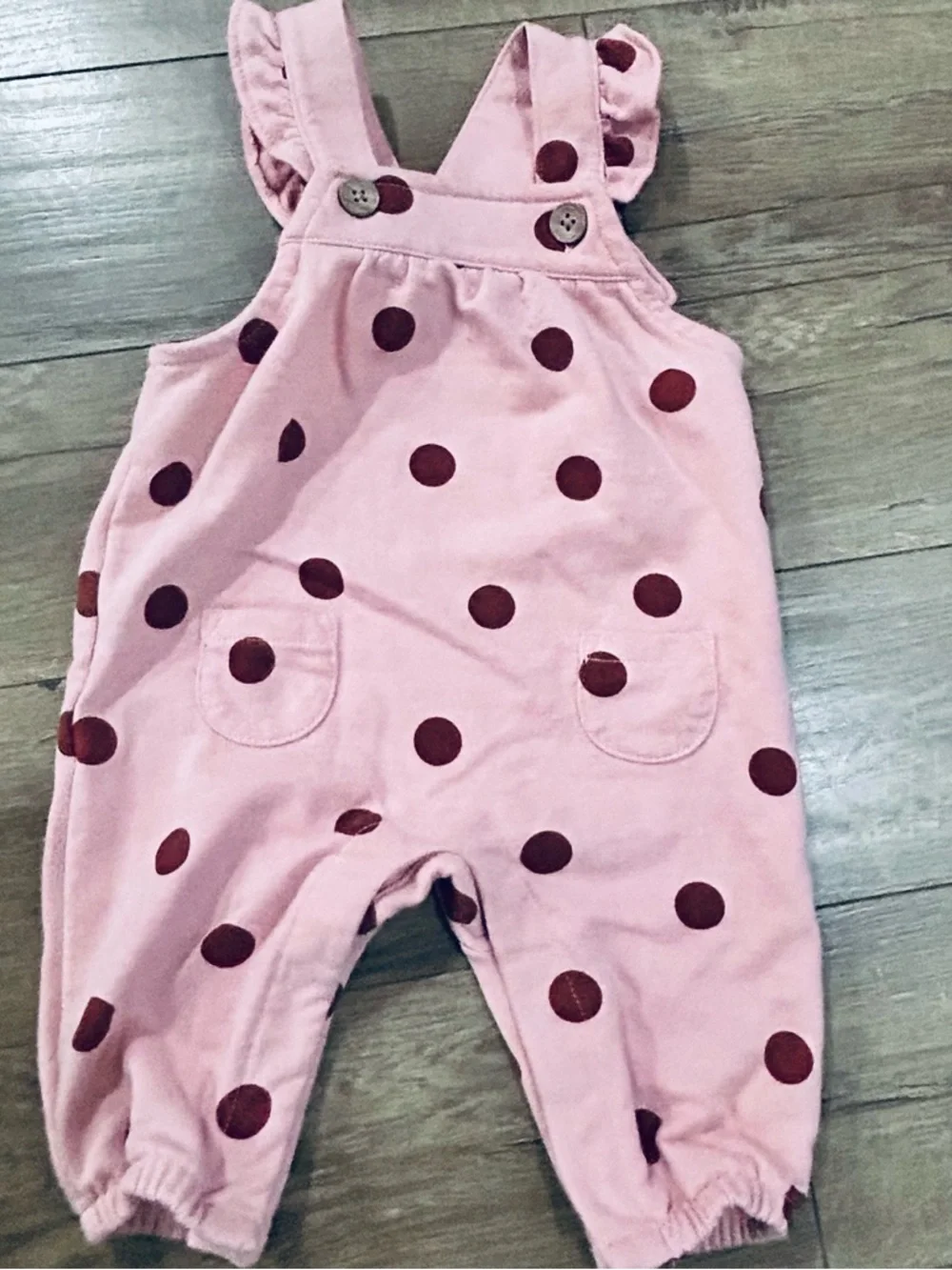Carter's Baby Girls' Polka Dots Overalls 3 Months Pink W/ruffles